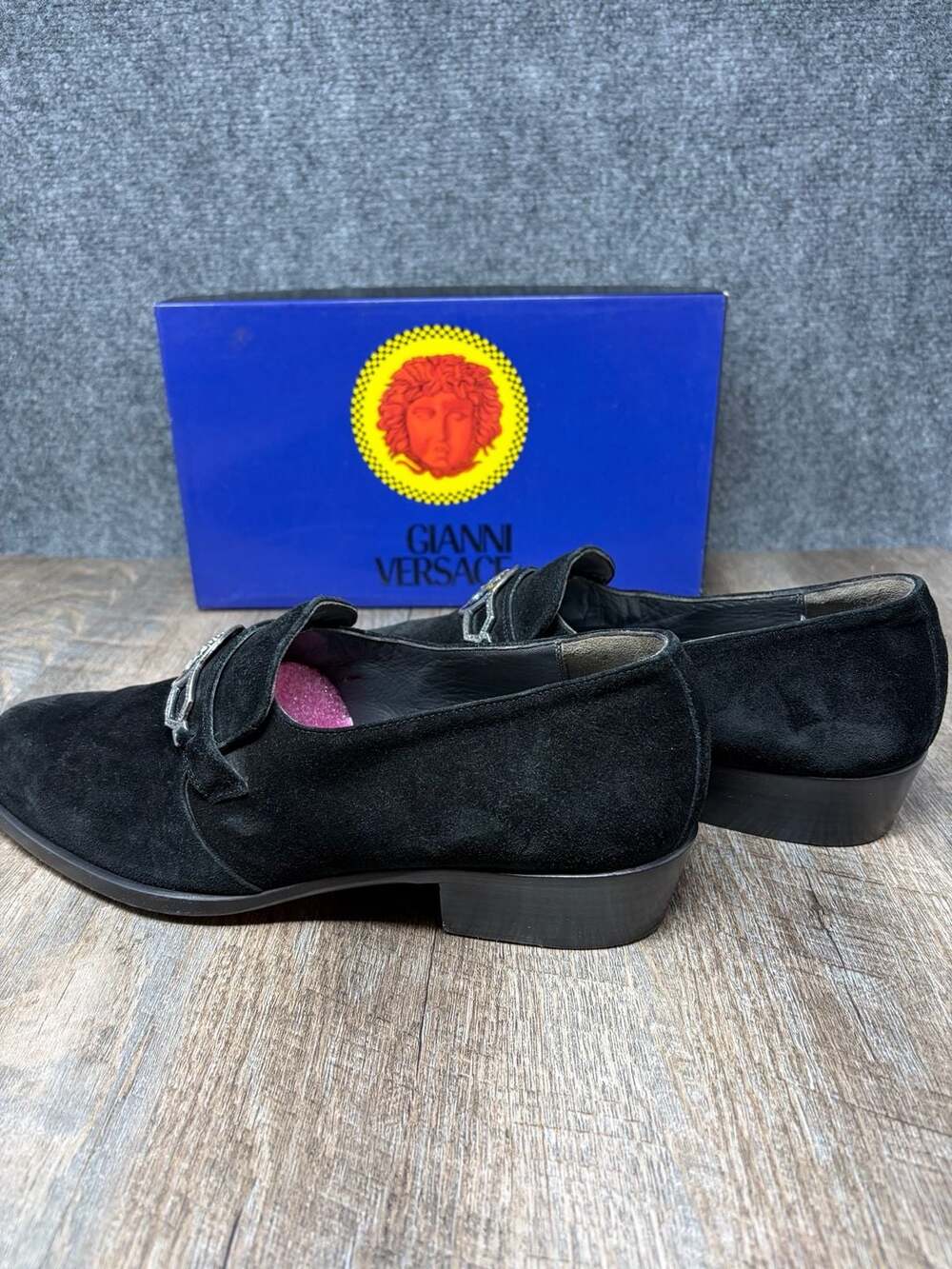 Gianni Versace Men's Black Suede Medusa Head Hardware Dress Loafers Shoes SZ-10 - Picture 4 of 16